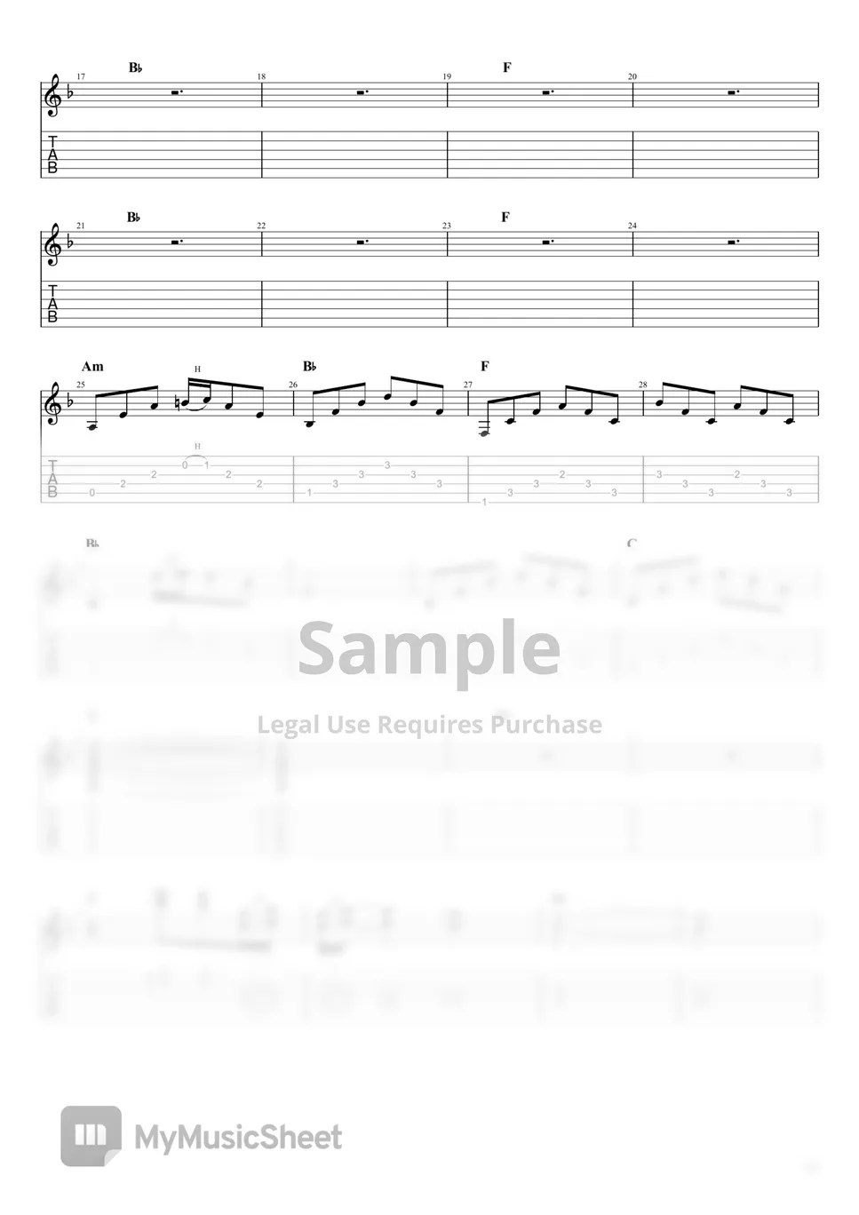 Bon Jovi Bed Of Roses Tab + 1staff by Jo Hwan