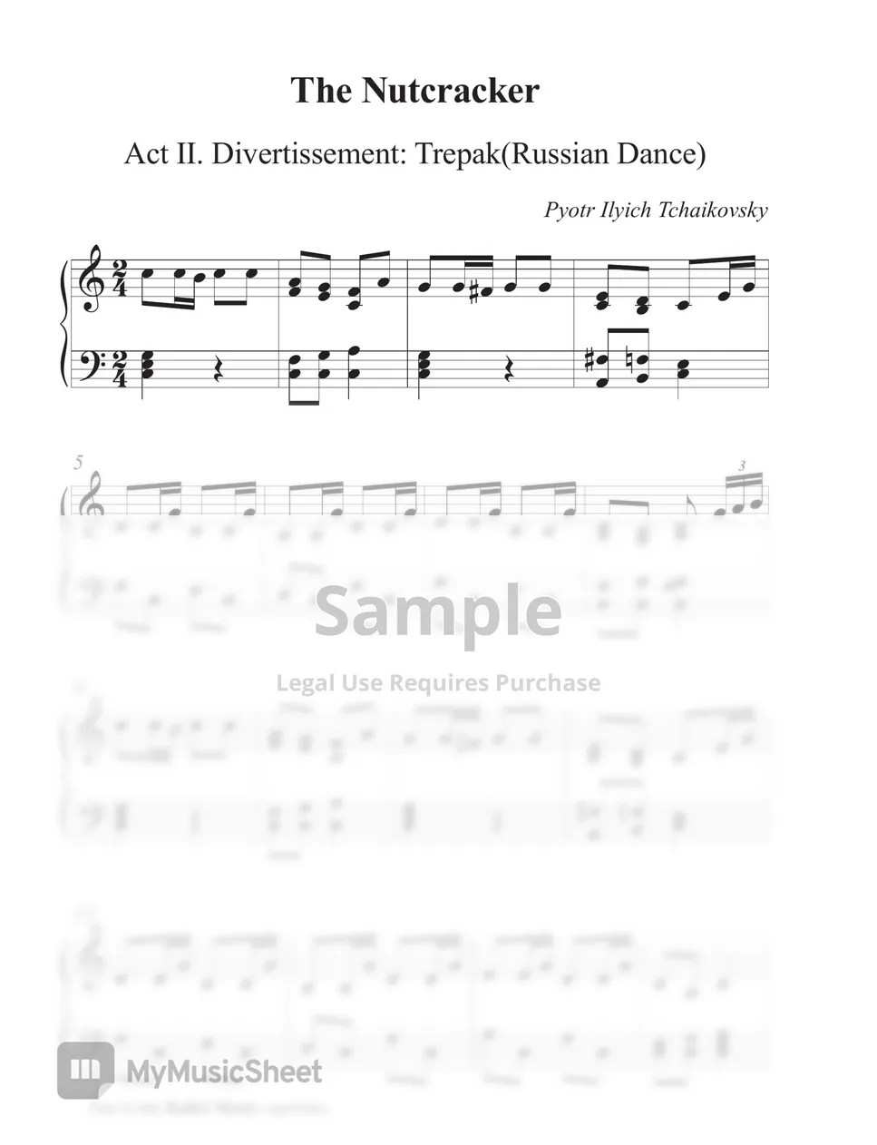 Pyotr Ilyich Tchaikovsky 23. The Nutcracker_Trepak, Russian Dance (Ballet music, ballet sheet