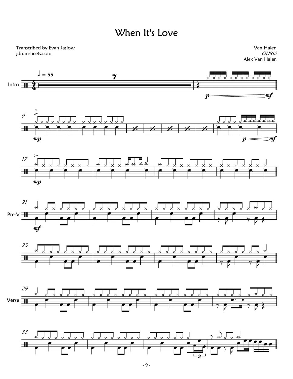 Van Halen When It's Love Sheets by Evan Jaslow