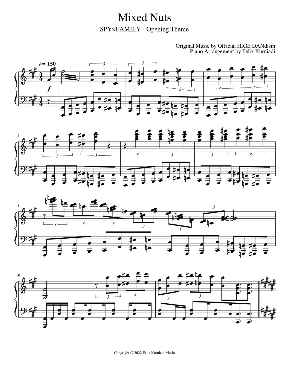 Official HIGE DANdism Mixed Nuts / SPY×FAMILY Partition musicale by