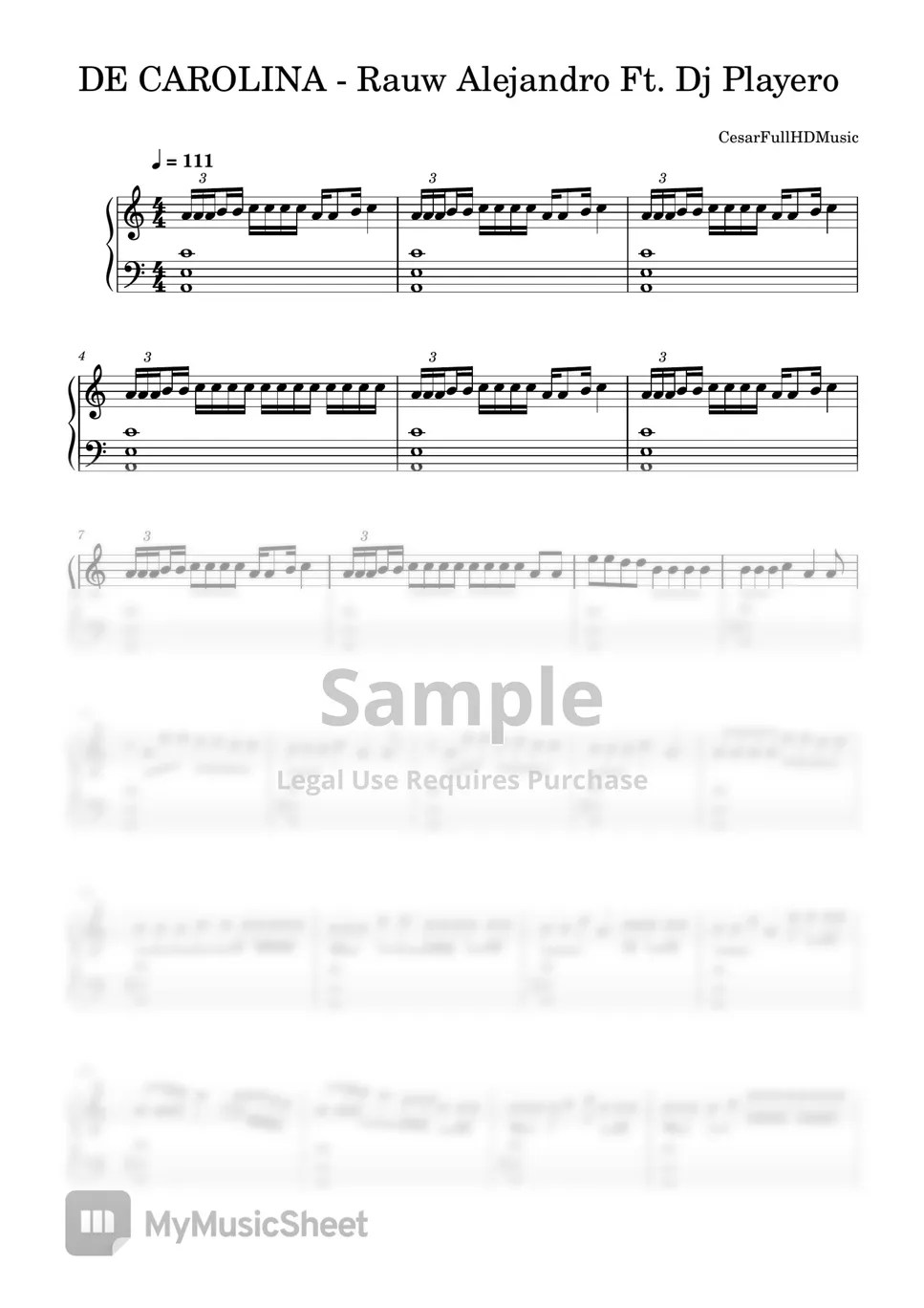 Rauw Alejandro Ft. Dj Playero DE CAROLINA Sheets