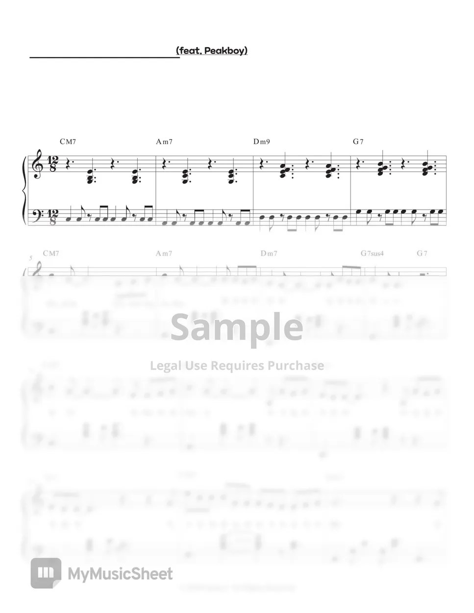 V (BTS) Snow Flower (feat. Peakboy) (Intermediate 중급) 악보 by Jinnie J