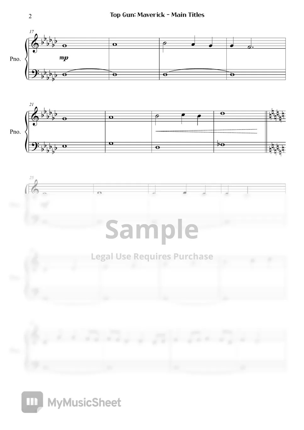 Top Gun Maverick Main Titles Sheets by Right Now Piano