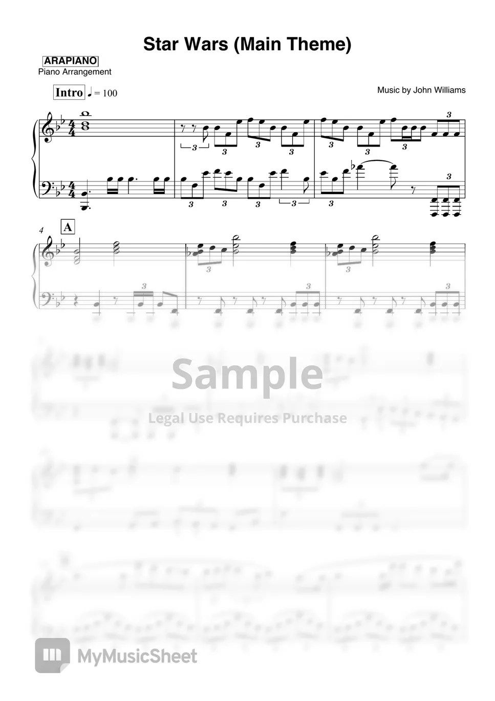 Star Wars Star Wars Main Theme Sheets by ARAPIANO