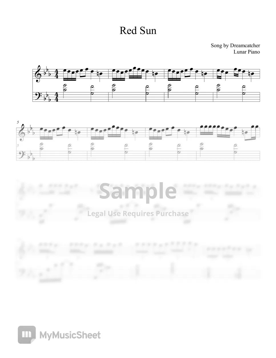 Dreamcatcher Red Sun 악보 by Lunar Piano