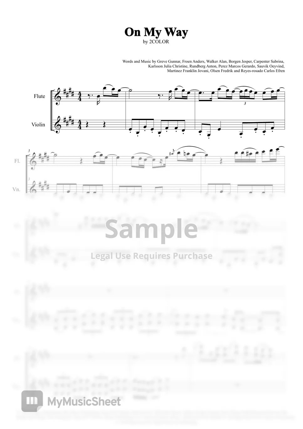 Alan Walker On My Way 악보 by 2COLOR