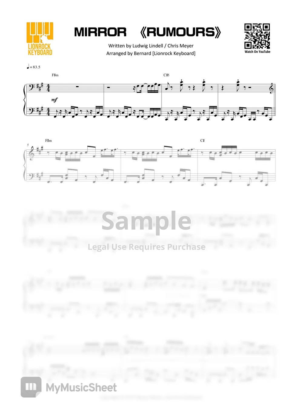 MIRROR RUMOURS Partitura by Bernard Hui