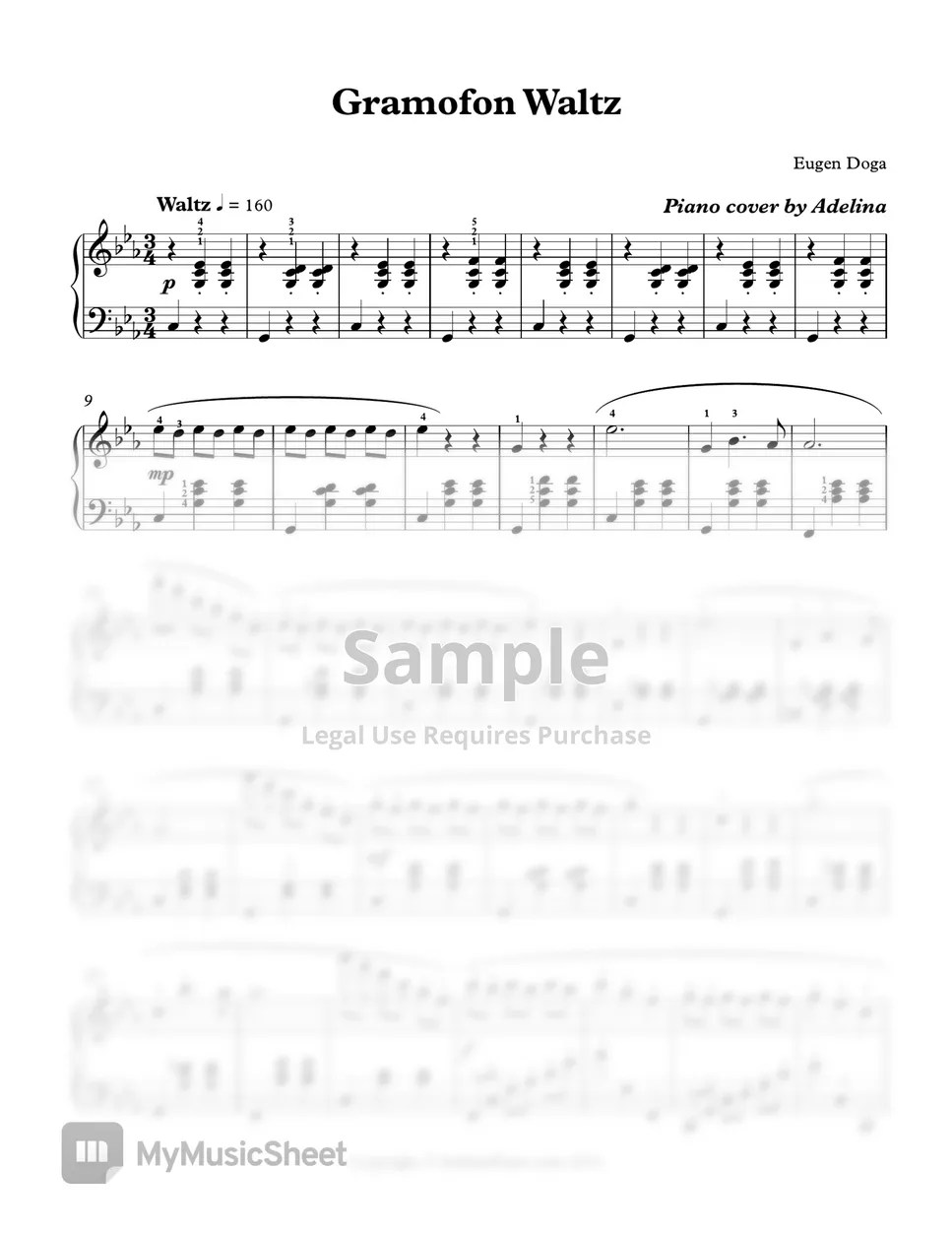 Eugen Doga Gramofon Waltz Sheets by Adelina Piano