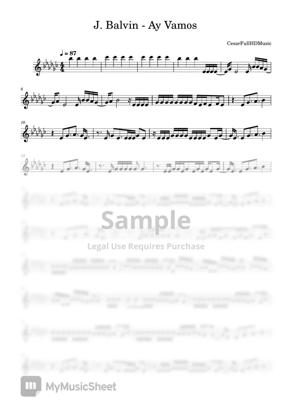 J. Balvin Ay Vamos 악보