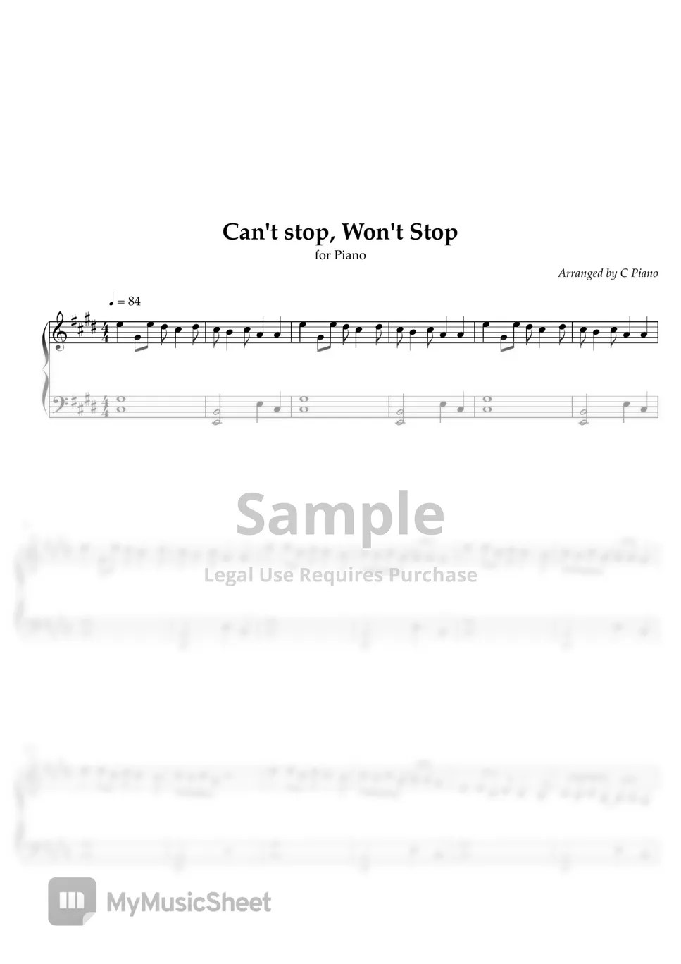 MEEKZ CAN'T STOP WON'T STOP (Easy Version) 악보 by C Piano