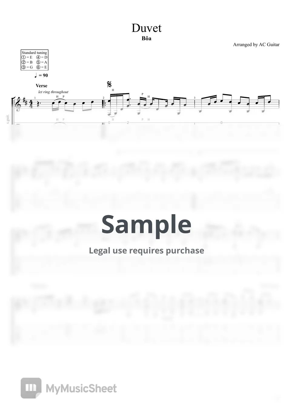 Bôa Duvet Tab + 1staff by AC Guitar