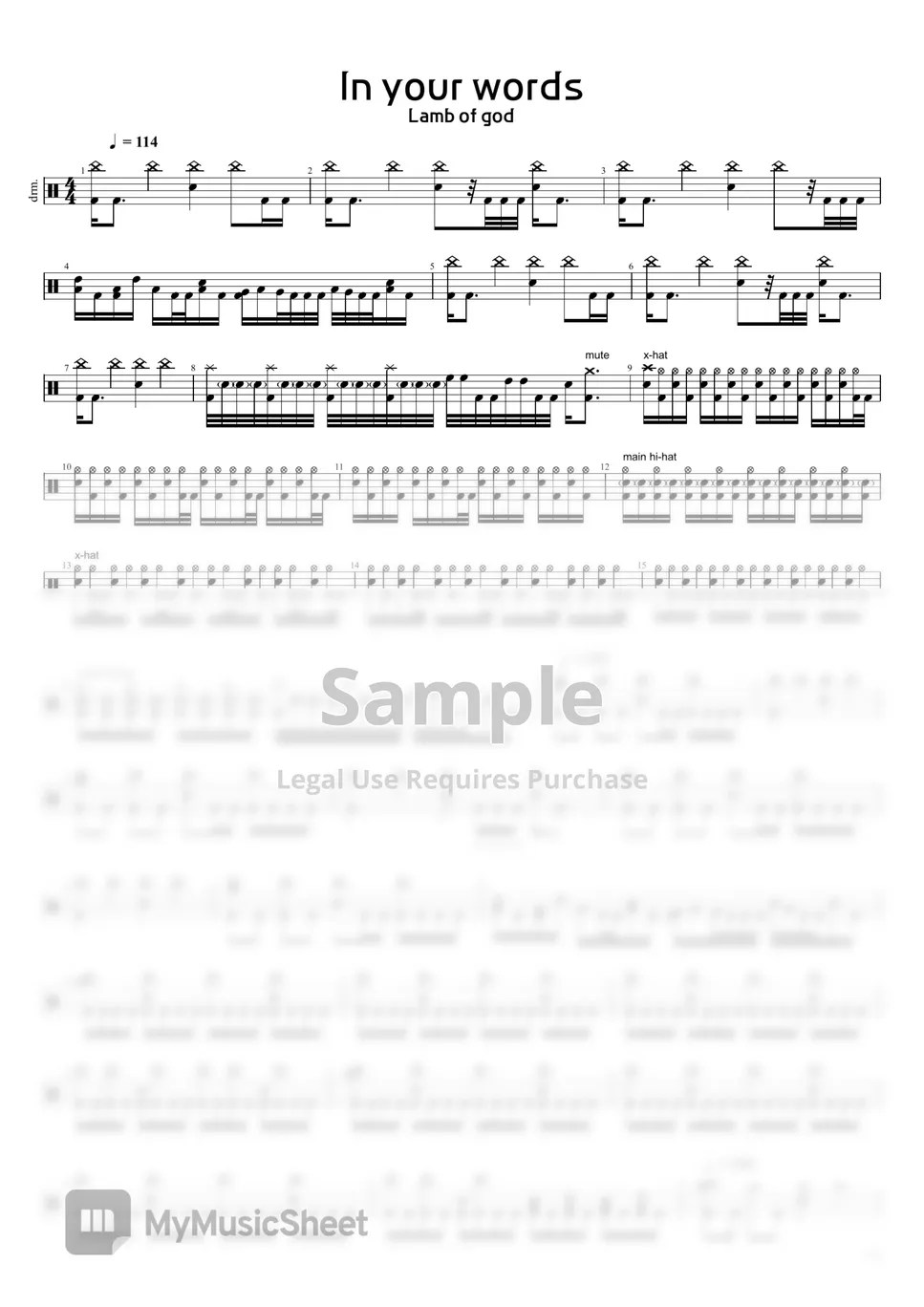 lamb of god in your words Sheets by your repeater
