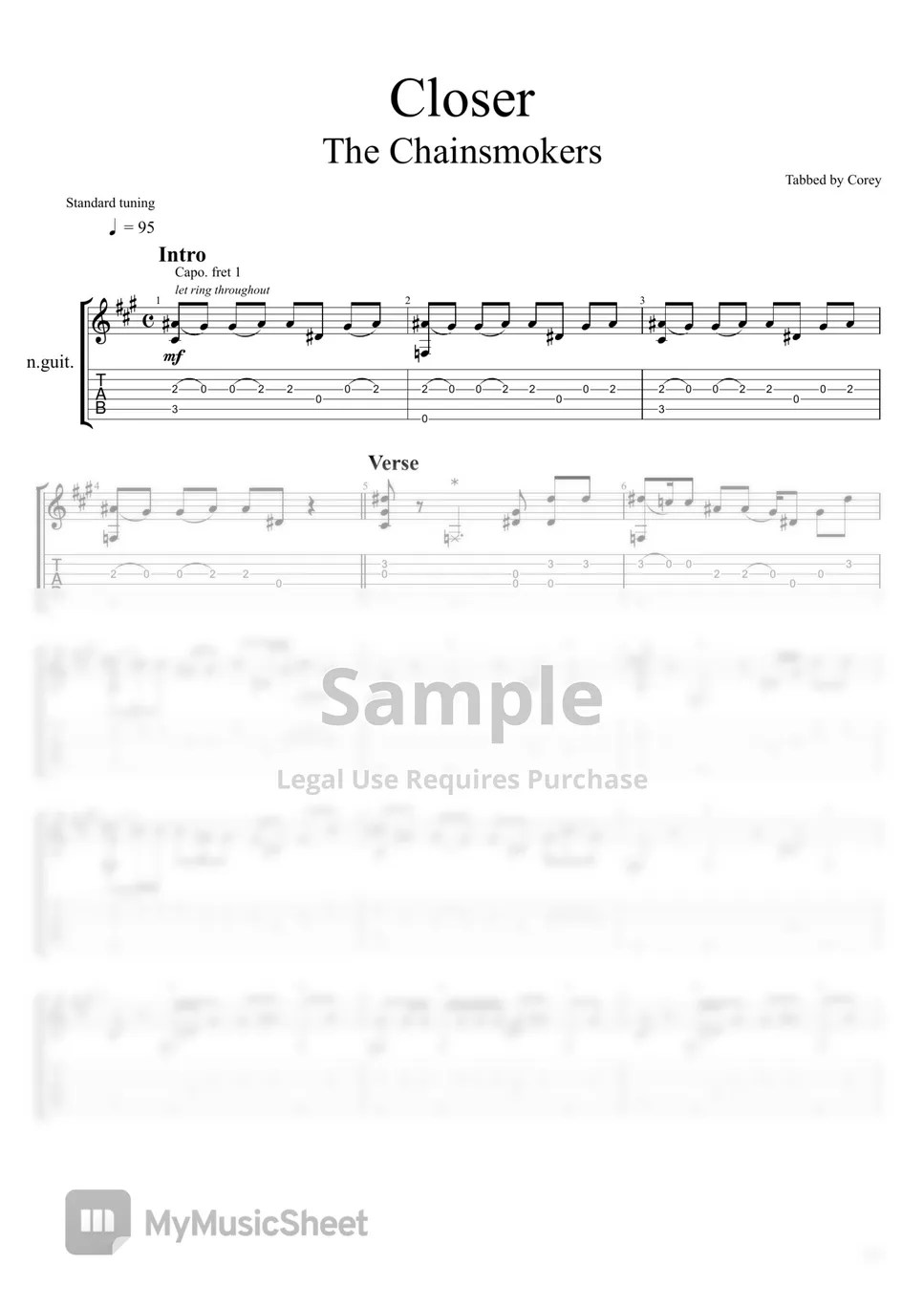 The Chaninsmokers Closer (Closer ( The Chainsmokers ) Percussive Easy Guitar Fingerstyle