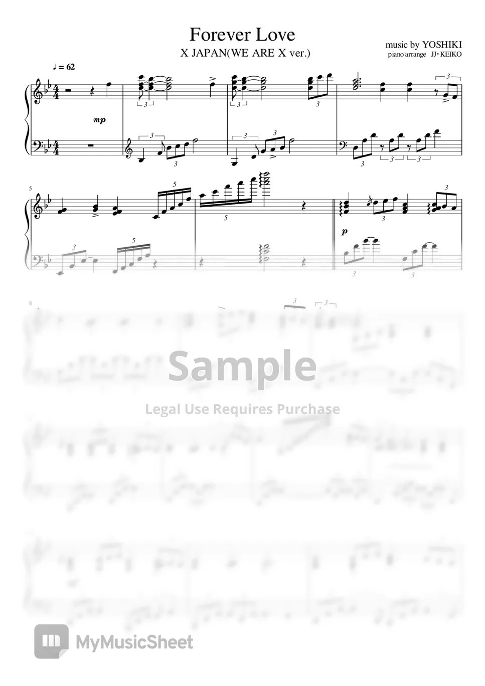 X JAPAN Forever Love Sheets by JJ・KEIKO