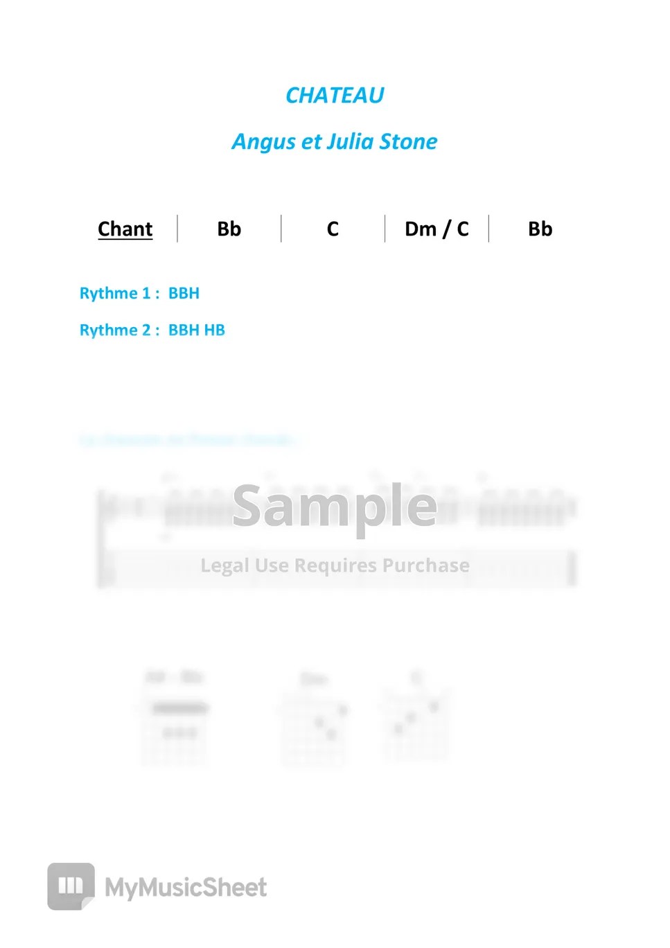 Angus et Julia Stone Chateau Sheets by Accords et rythme pour la guitare