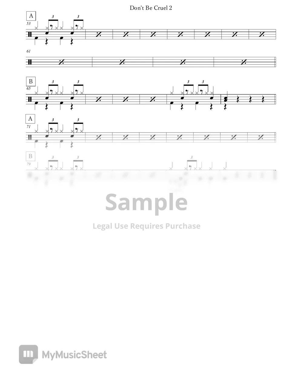 Elvis Presley Don't Be Cruel Sheets by Arkadia Drums