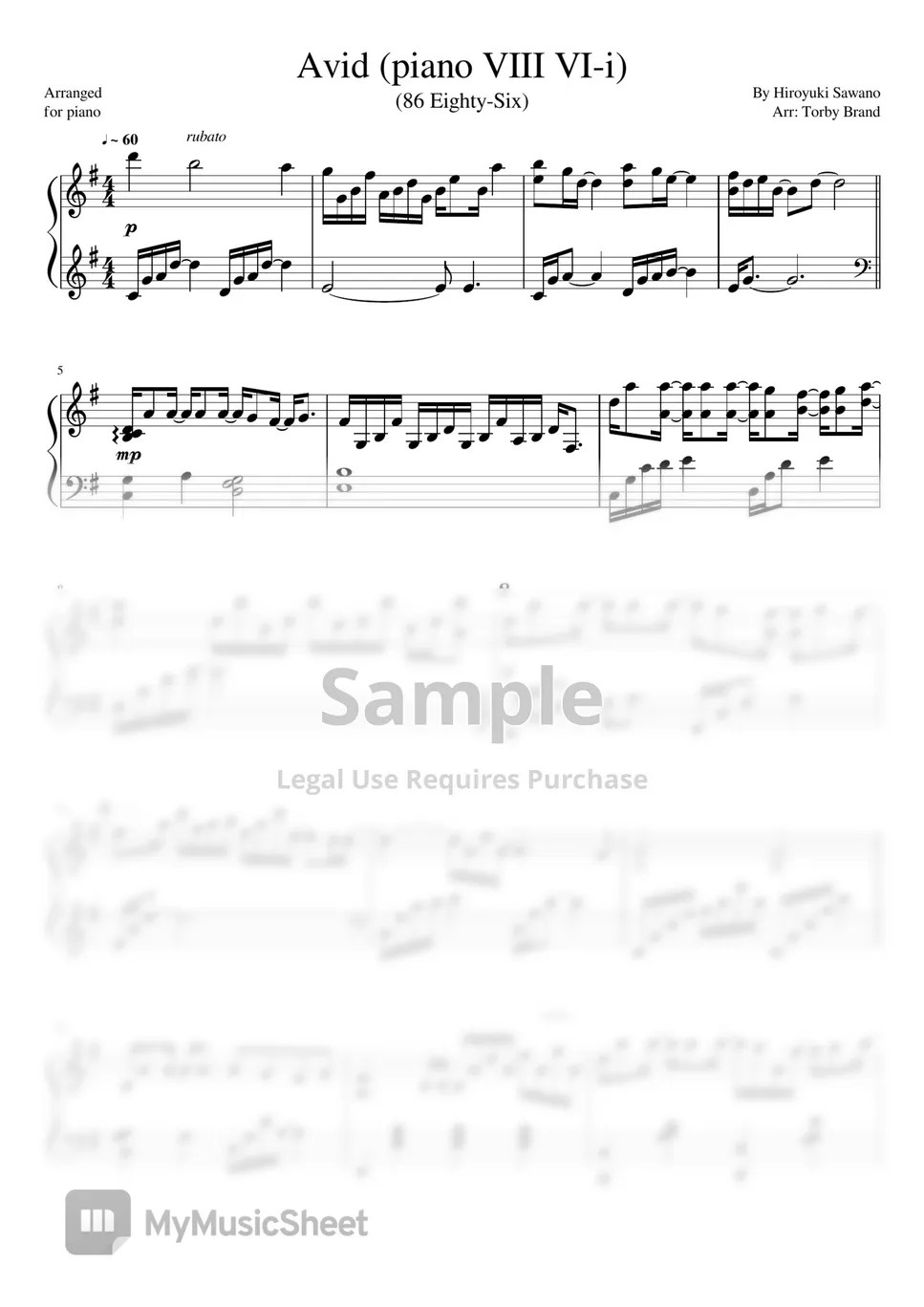 Hiroyuki Sawano Avid OST Version (86 EightySix) Sheets by Torby Brand