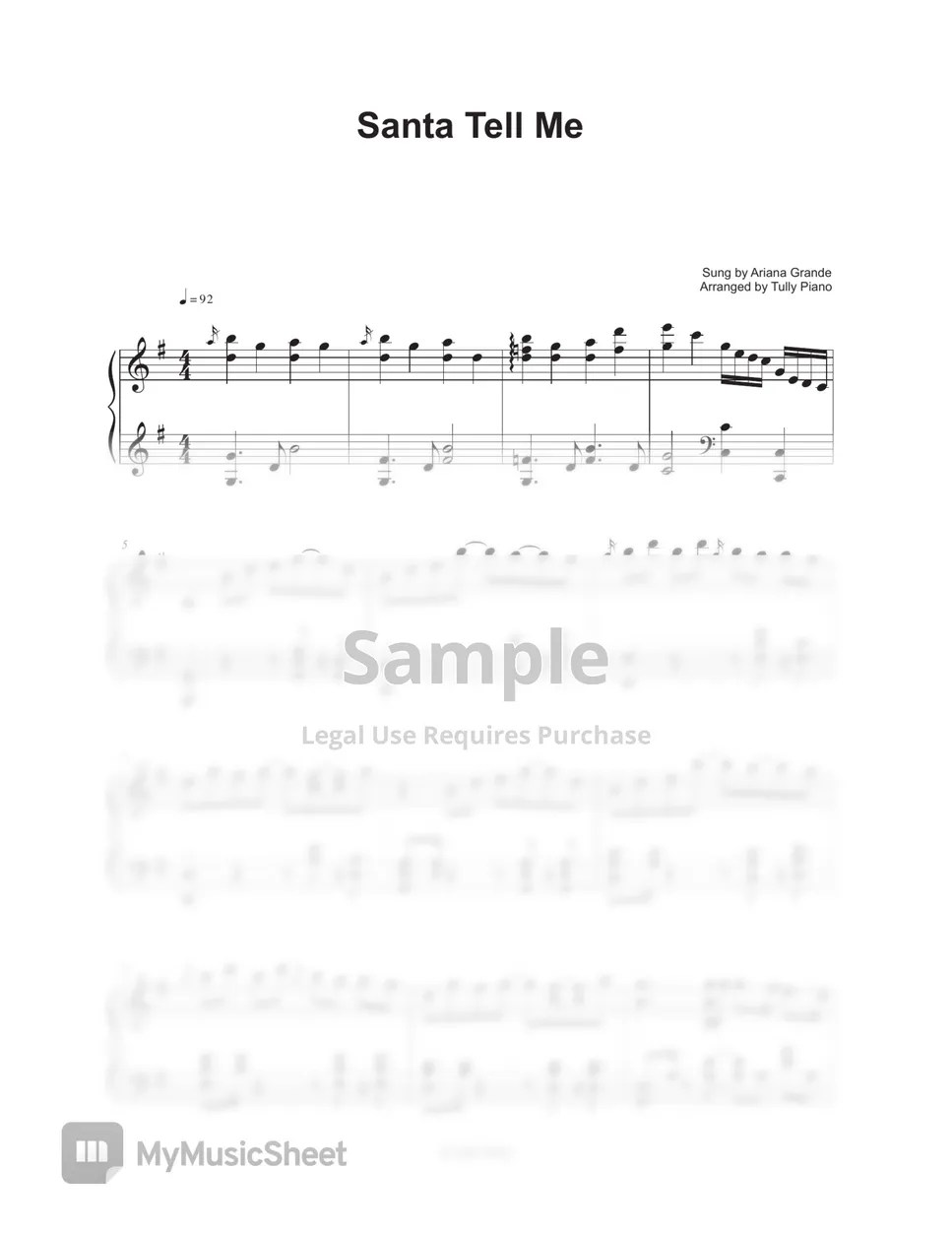 Ariana Grande Santa Tell Me 악보 by Tully Piano