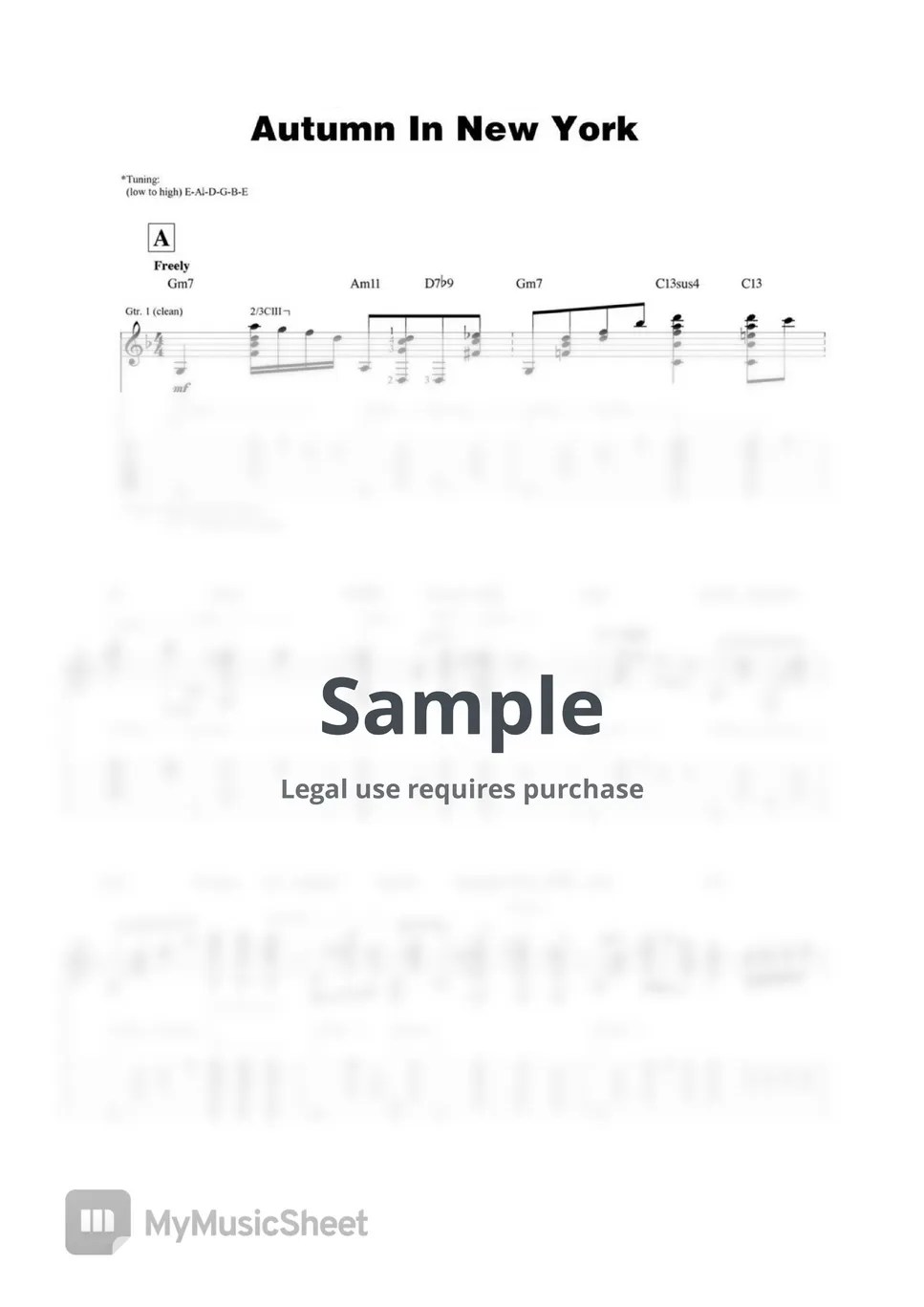 Tal Farlow Autumn In New York Sheets by Full Song