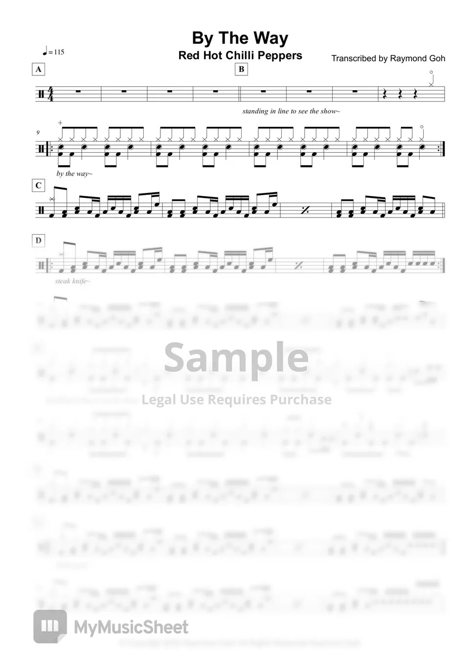 Red Hot Chilli Peppers By The Way Sheets by Raymond Goh