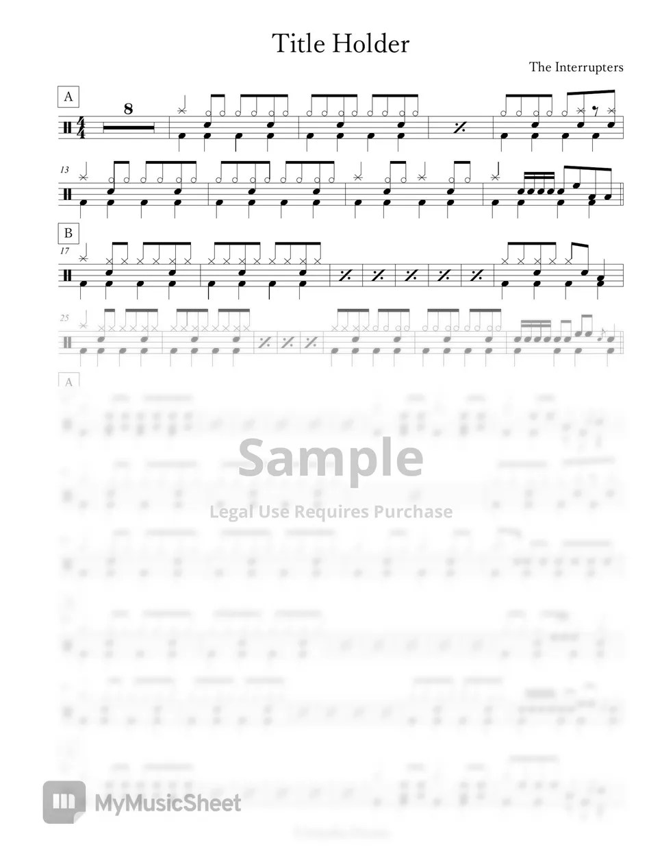 The Interrupters Title Holder Sheets by Arkadia Drums