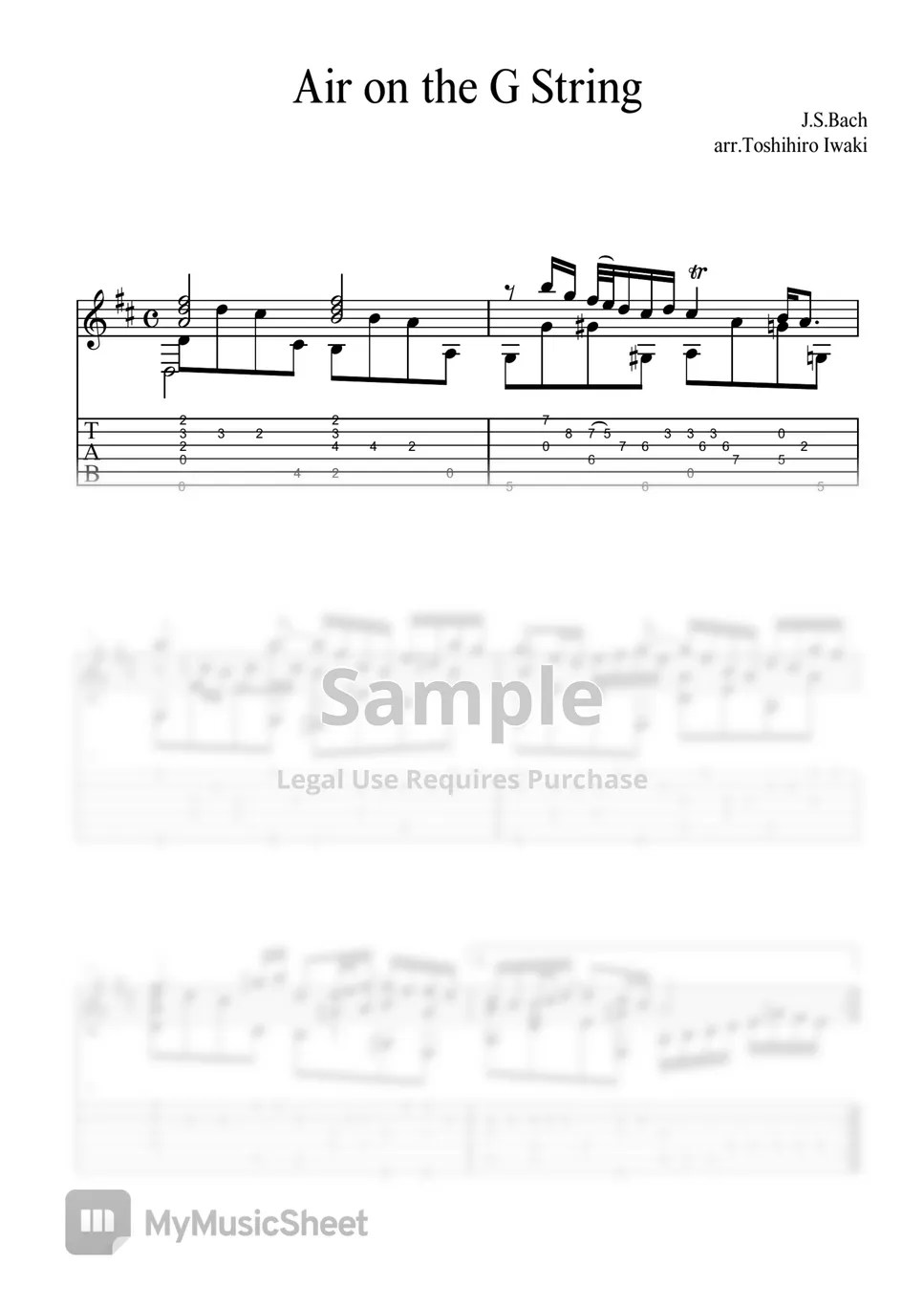 J.S.Bach Air on the G String Sheets by Toshihiro Iwaki