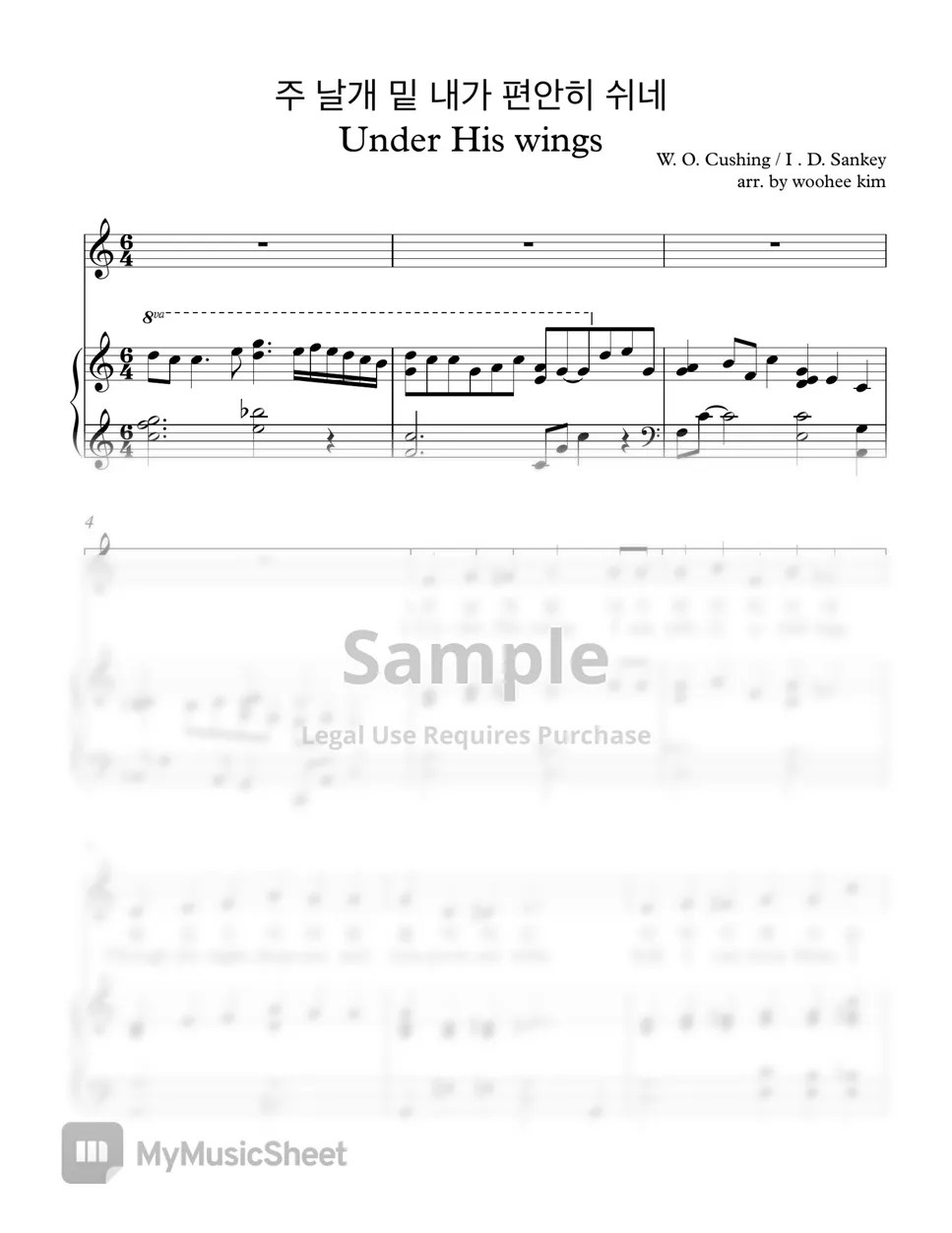 I. D. Sankey 주 날개 밑 내가 편안히 쉬네 Under His Wings 曲谱 by Woohee Kim