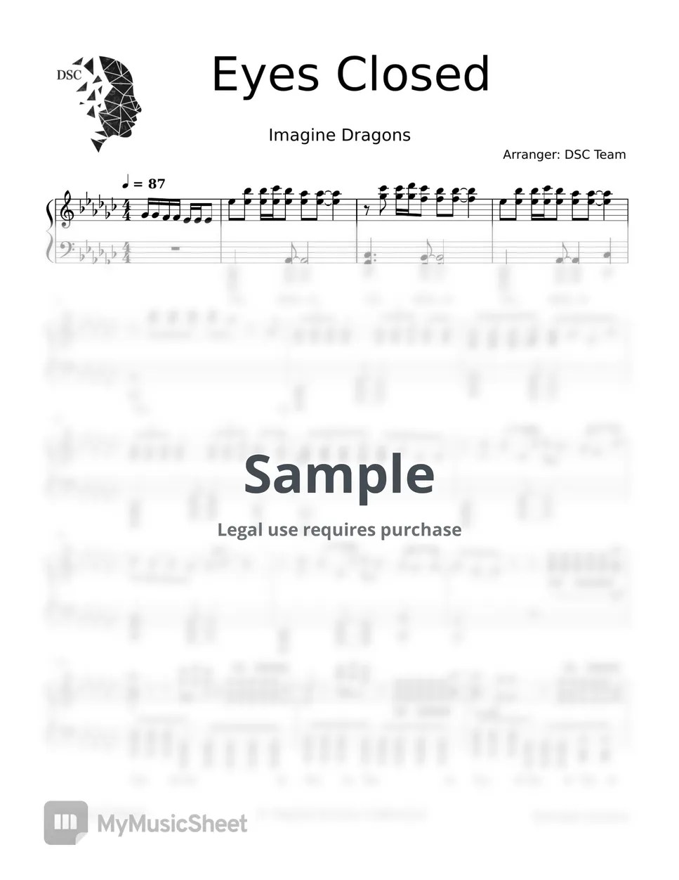 Imagine Dragons Eyes Closed Sheets by Digital Scores Collection