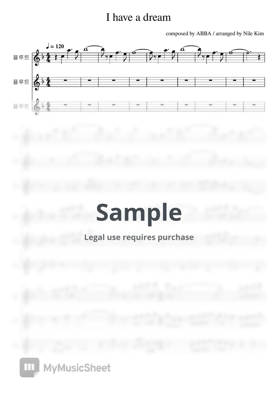 ABBA I have a dream (Flute Trio) Sheets by Nile Kim