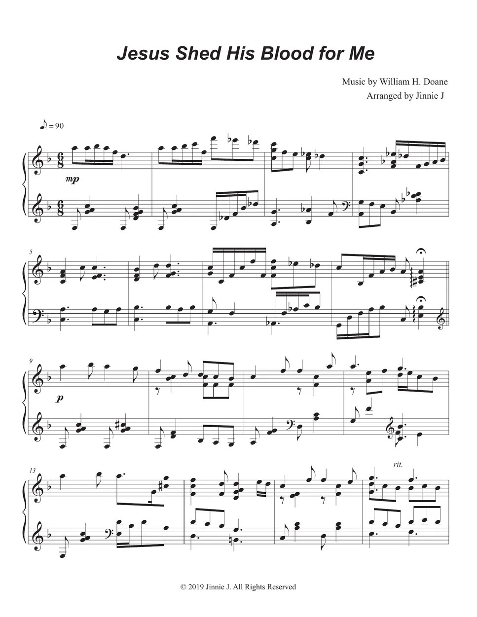 Jesus Shed His Blood for Me Piano Hymn Arrangement (예수 나를 위하여 찬송가