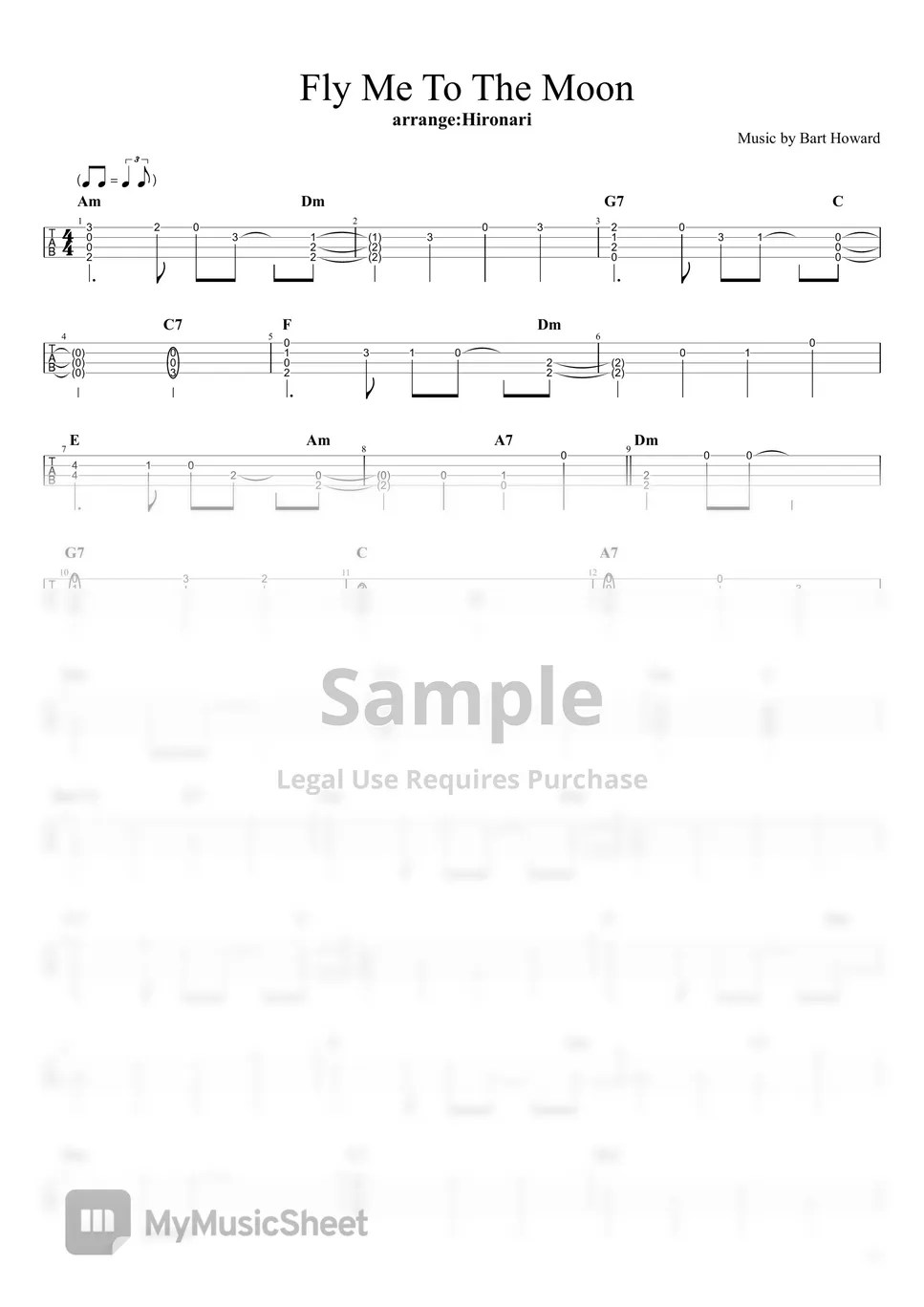Bart Howard Fly Me To The Moon (Solo Ukulele / HighG) Sheets by Hironari