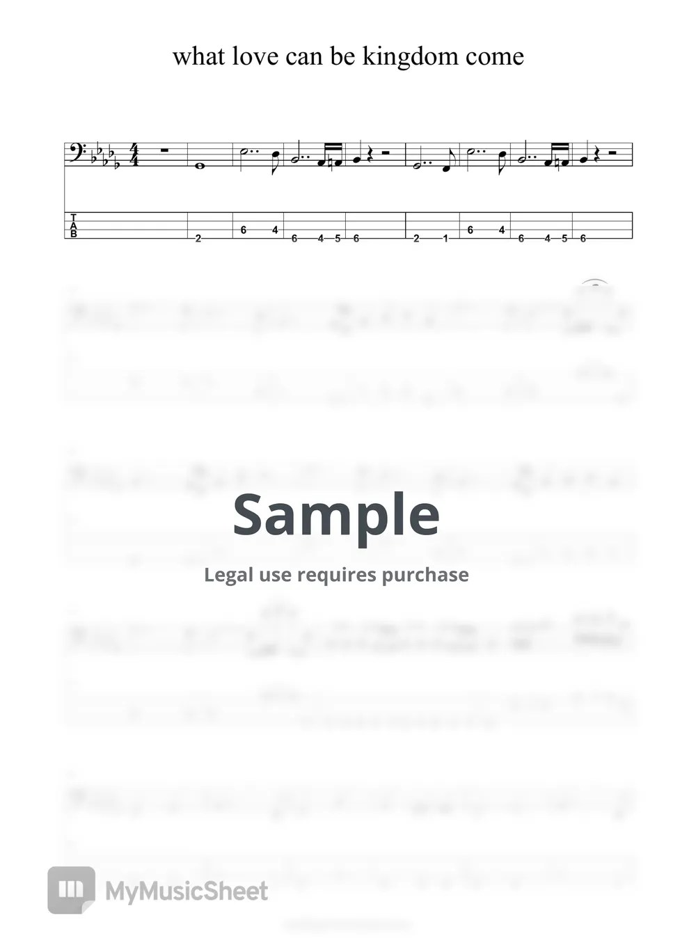 Kingdom Come What Love Can Be Sheets by Bassking