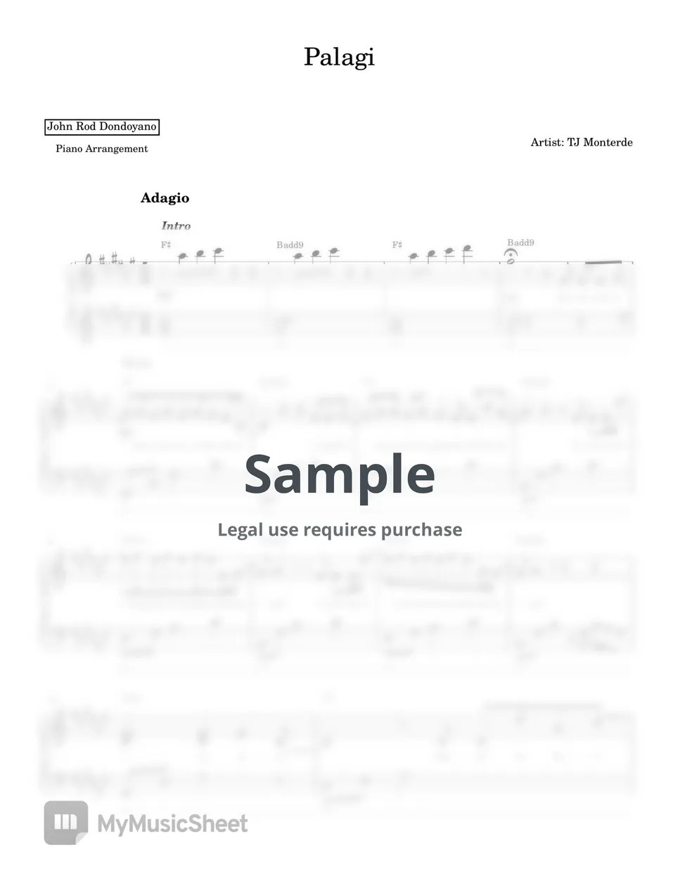 TJ Monterde Palagi 악보 by John Rod Dondoyano