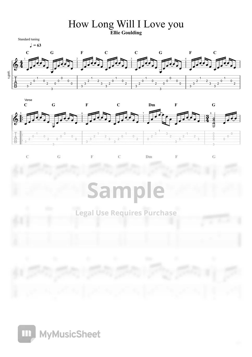 Ellie Goulding How Long Will I Love You Sheets by 승유니크