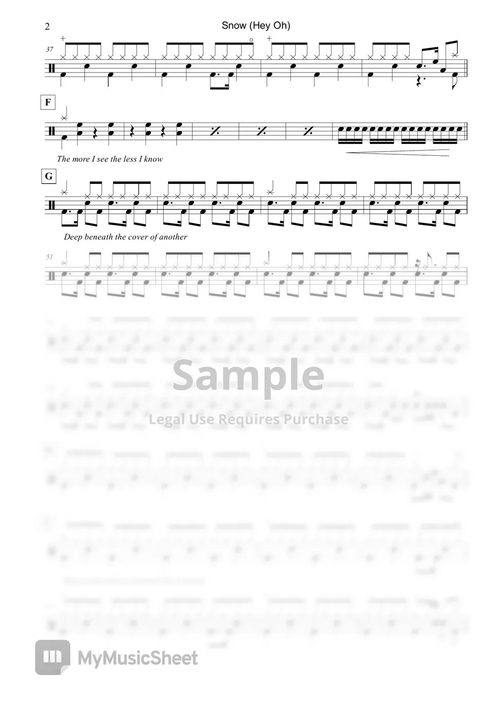 Red Hot Chilli Peppers Snow (Hey Oh) 악보 by Raymond Goh