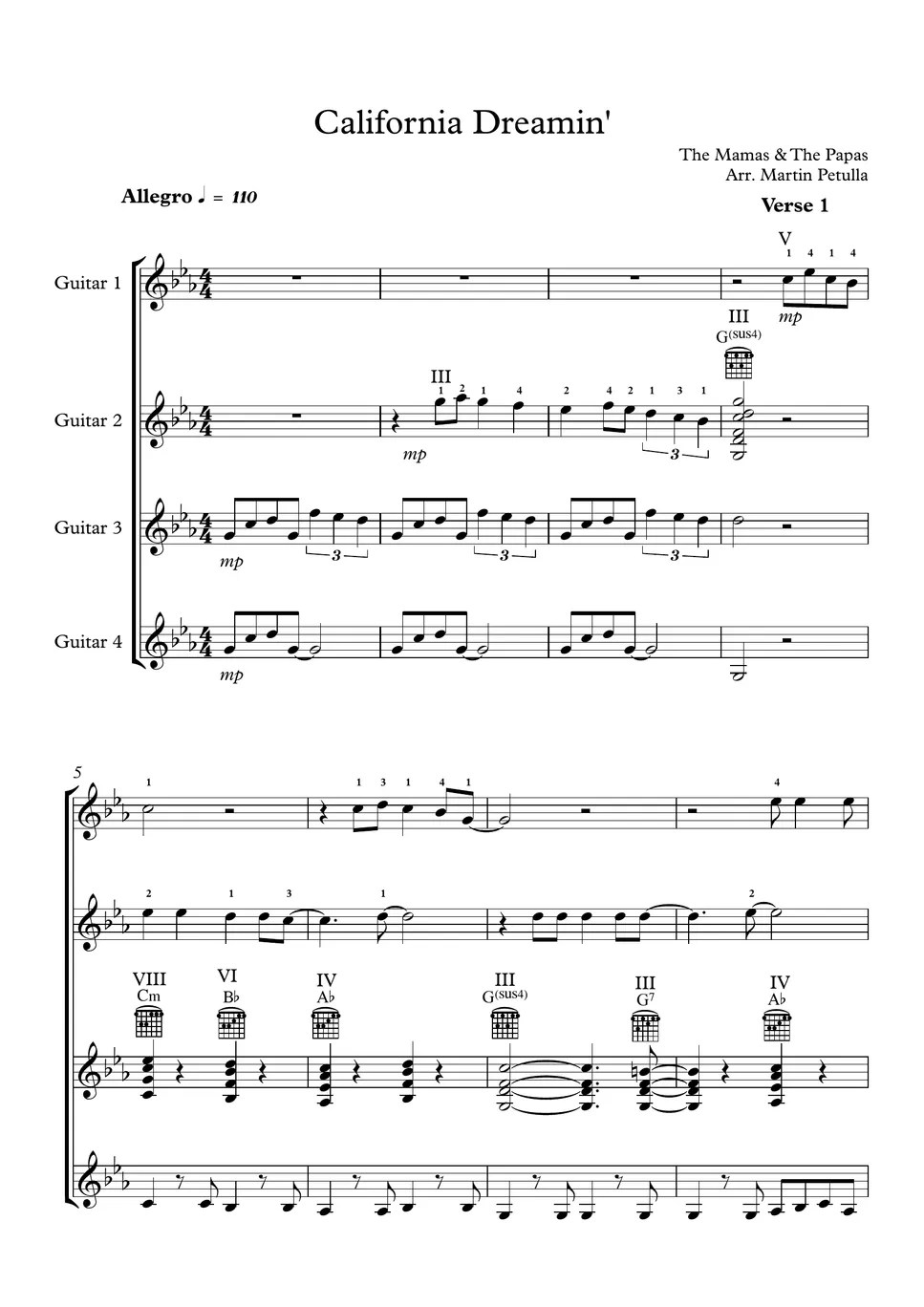 The Mamas & the Papas California Dreamin' Sheets by Martin Petulla