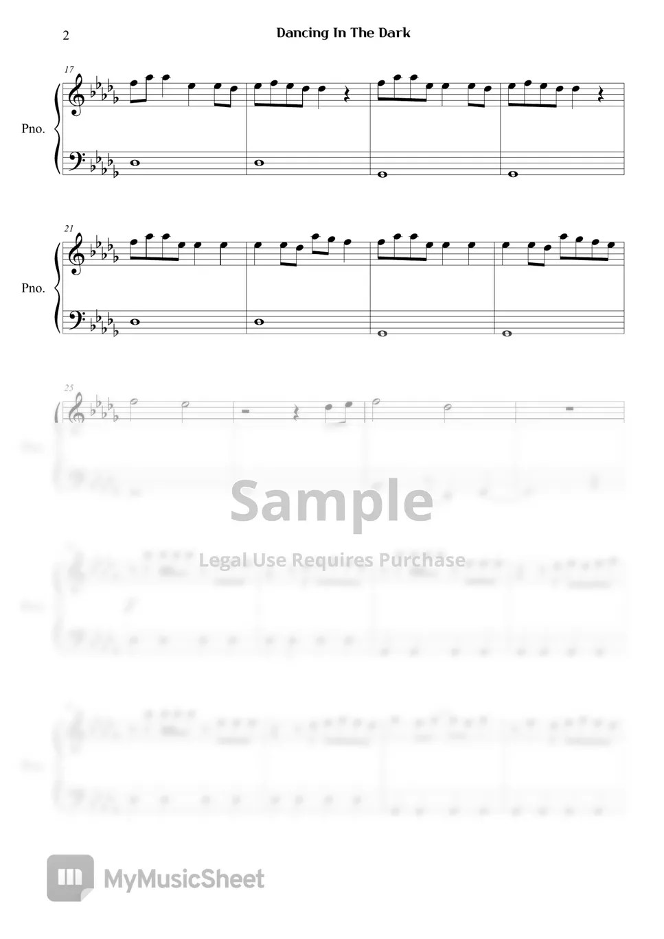 Home Dancing In The Dark Partitura by Right Now Piano