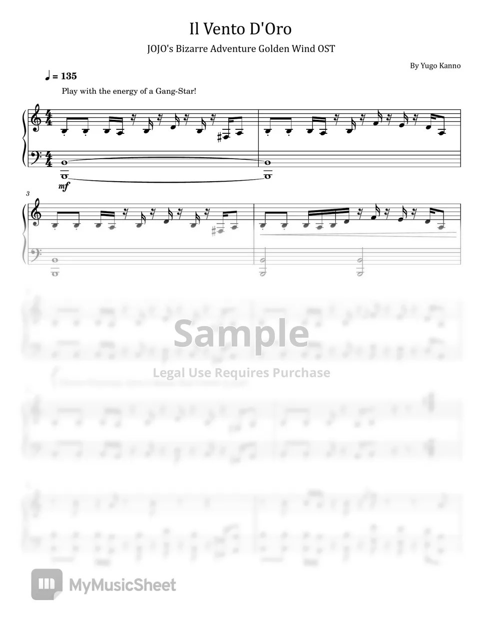 Yugo Kanno Il Vento D'Oro (Golden Wind) (JOJO's Bizarre Adventure