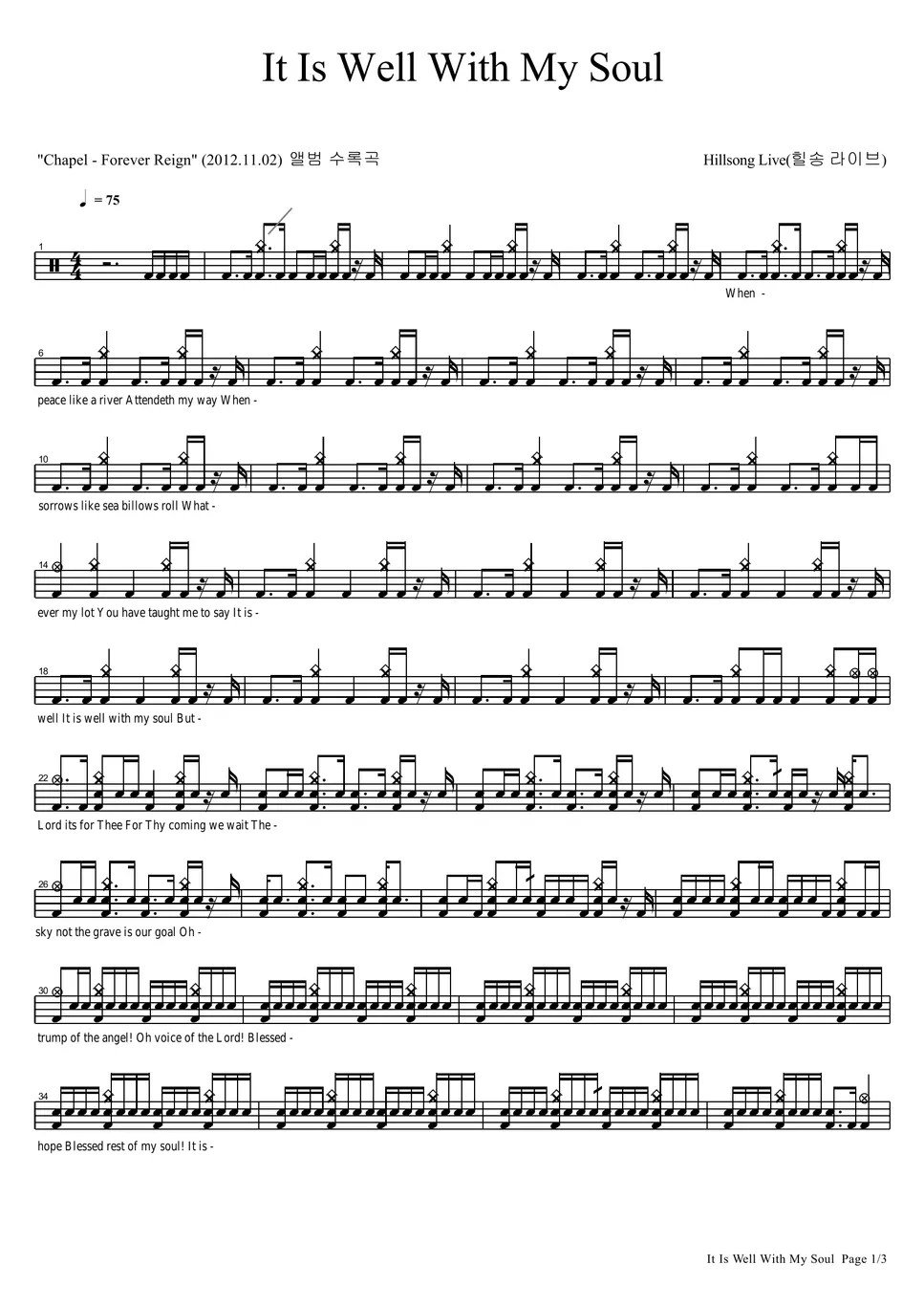 hillsong It Is Well With My Soul Sheet by COPYDRUM