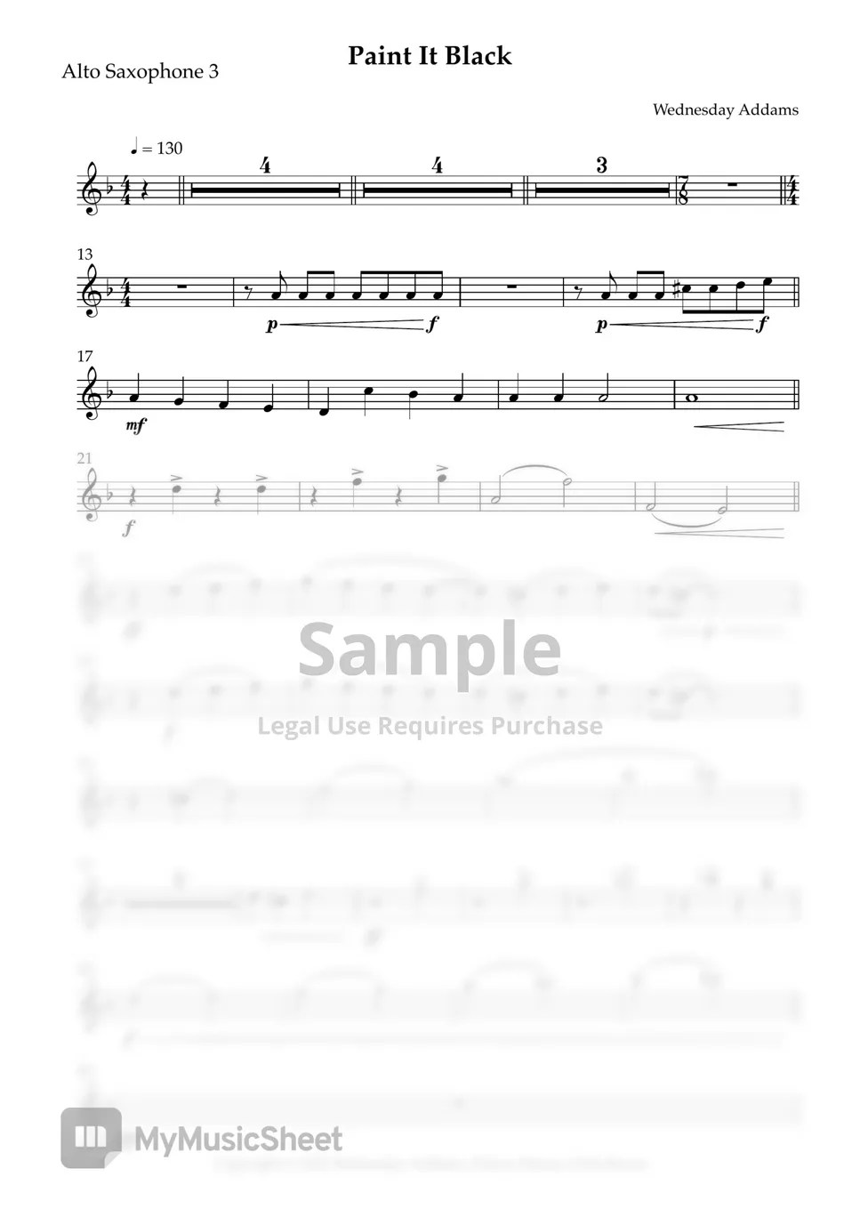 Wednesday Addams Paint It Black (Parts) 楽譜 by Brandon Skelton