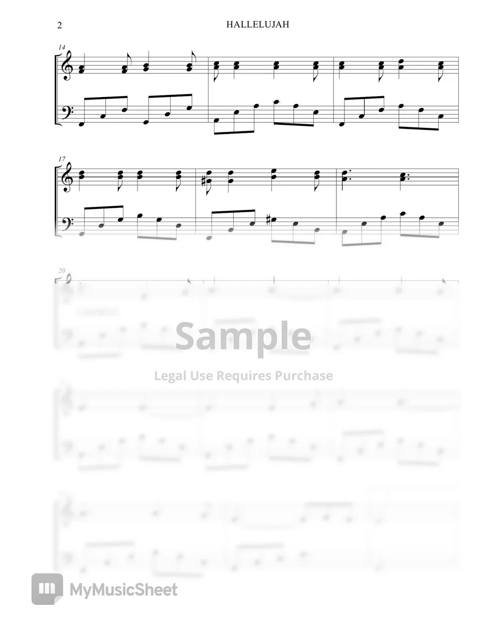 Leonard Cohen Hallelujah (Easy PIano) 악보 by Betacustic