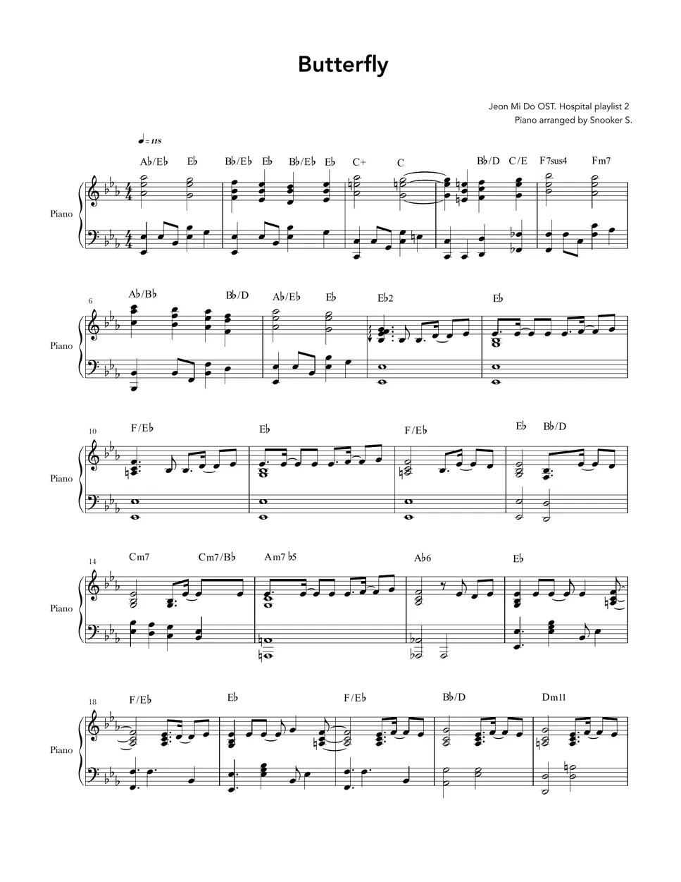 Jeon Mi Do Butterfly ost. Hospital playlist 2 Sheets by Snookeron