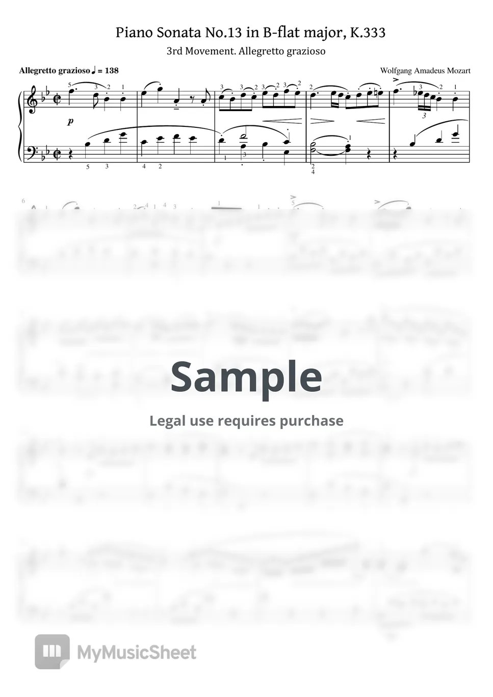 Wolfgang Amadeus Mozart Piano Sonata No.13 in Bflat Major, K.333