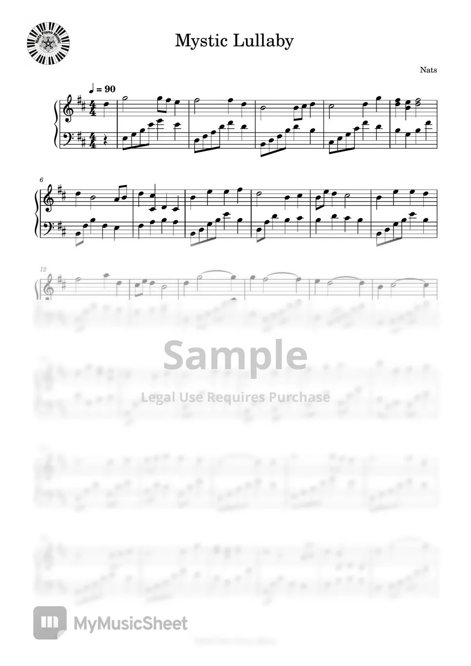 Nats Piano Music Mystic Lullaby Sheets