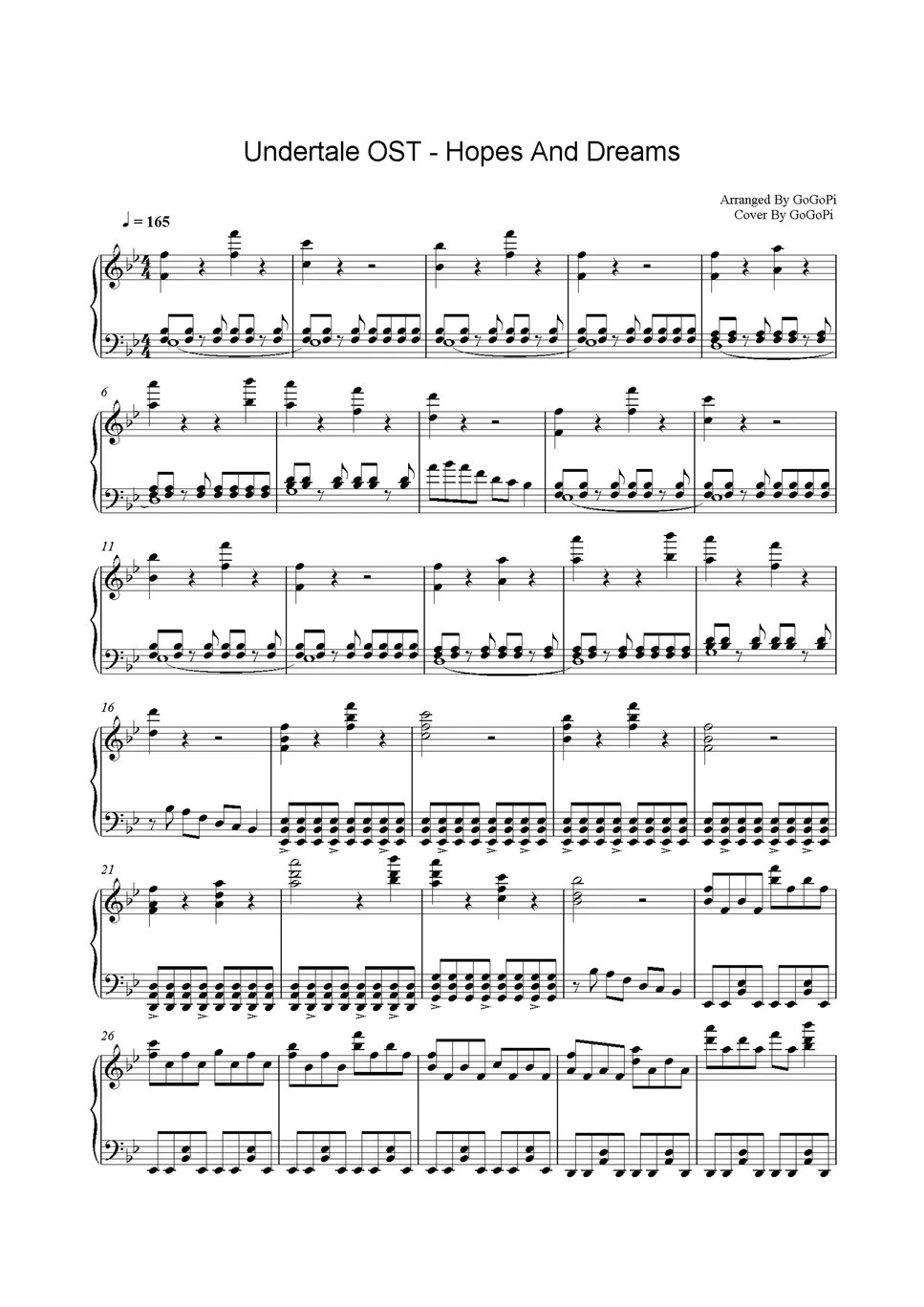 Undertale OST Hopes And Dreams (Piano Version) Sheets by GoGoPiano