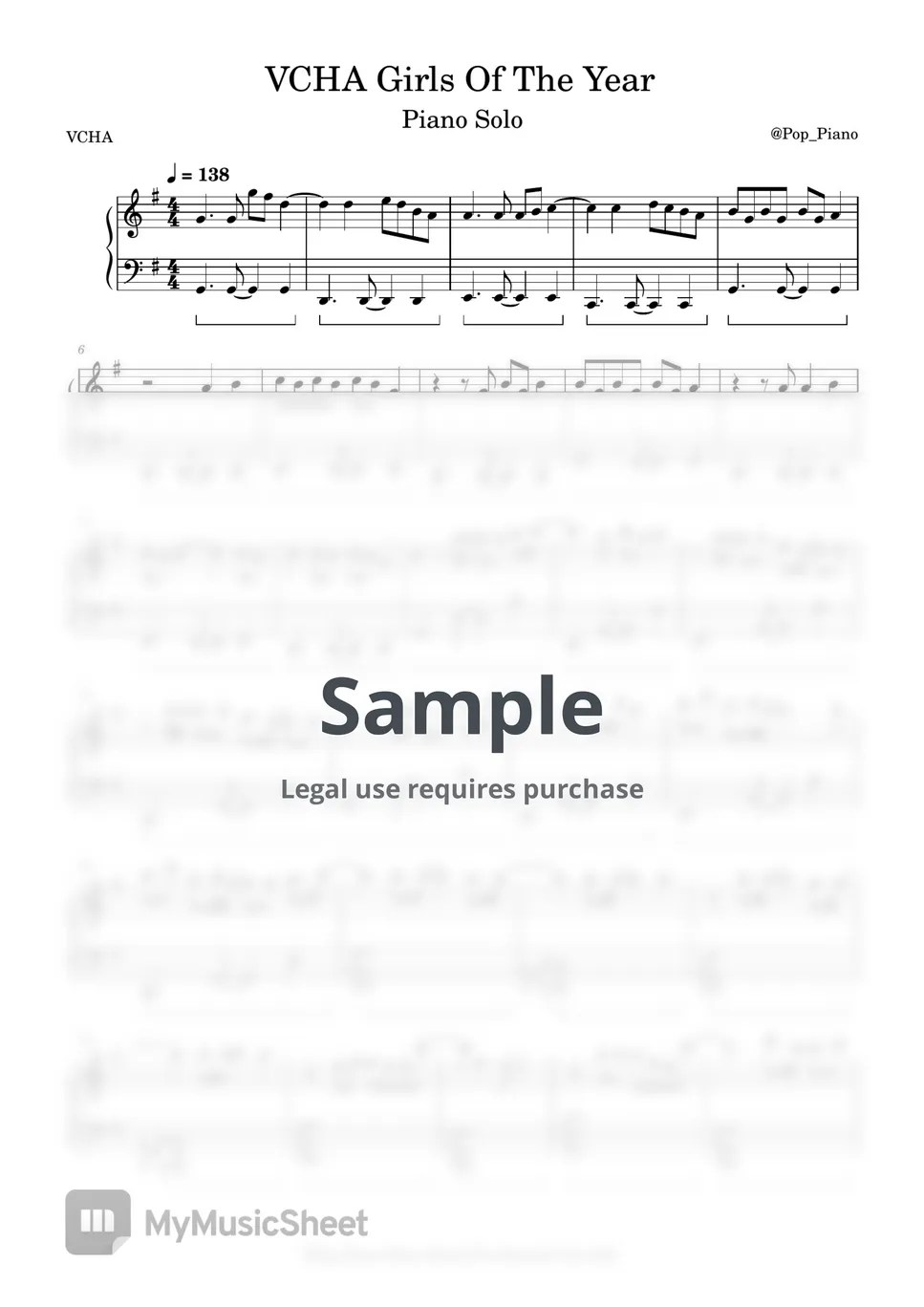 VCHA Girls Of The Year Sheets by Pop Piano