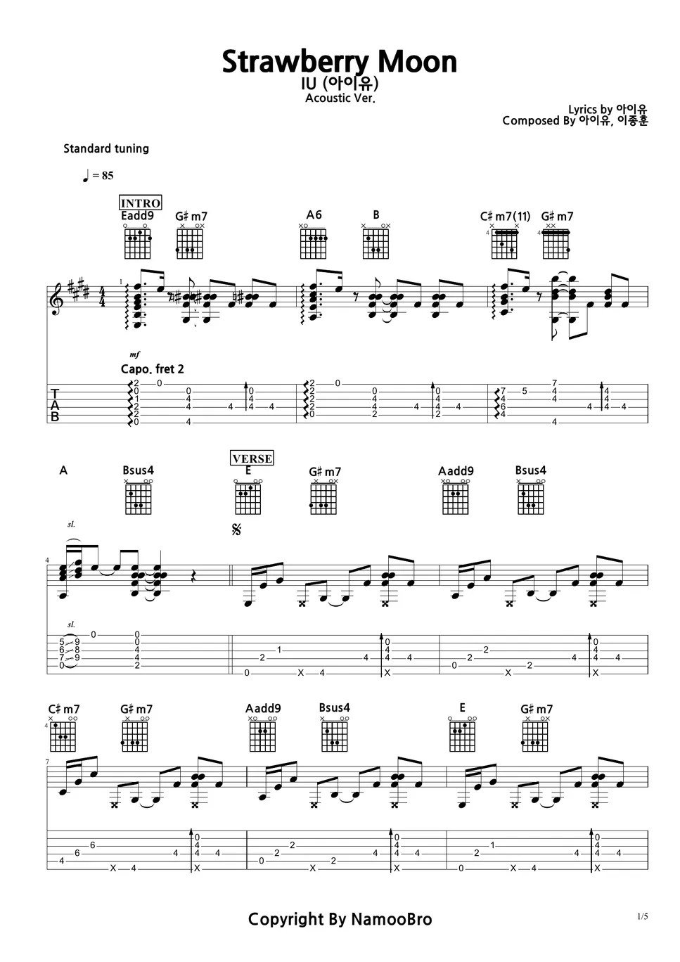 IU (아이유) Strawberry Moon TAB by NamooBro