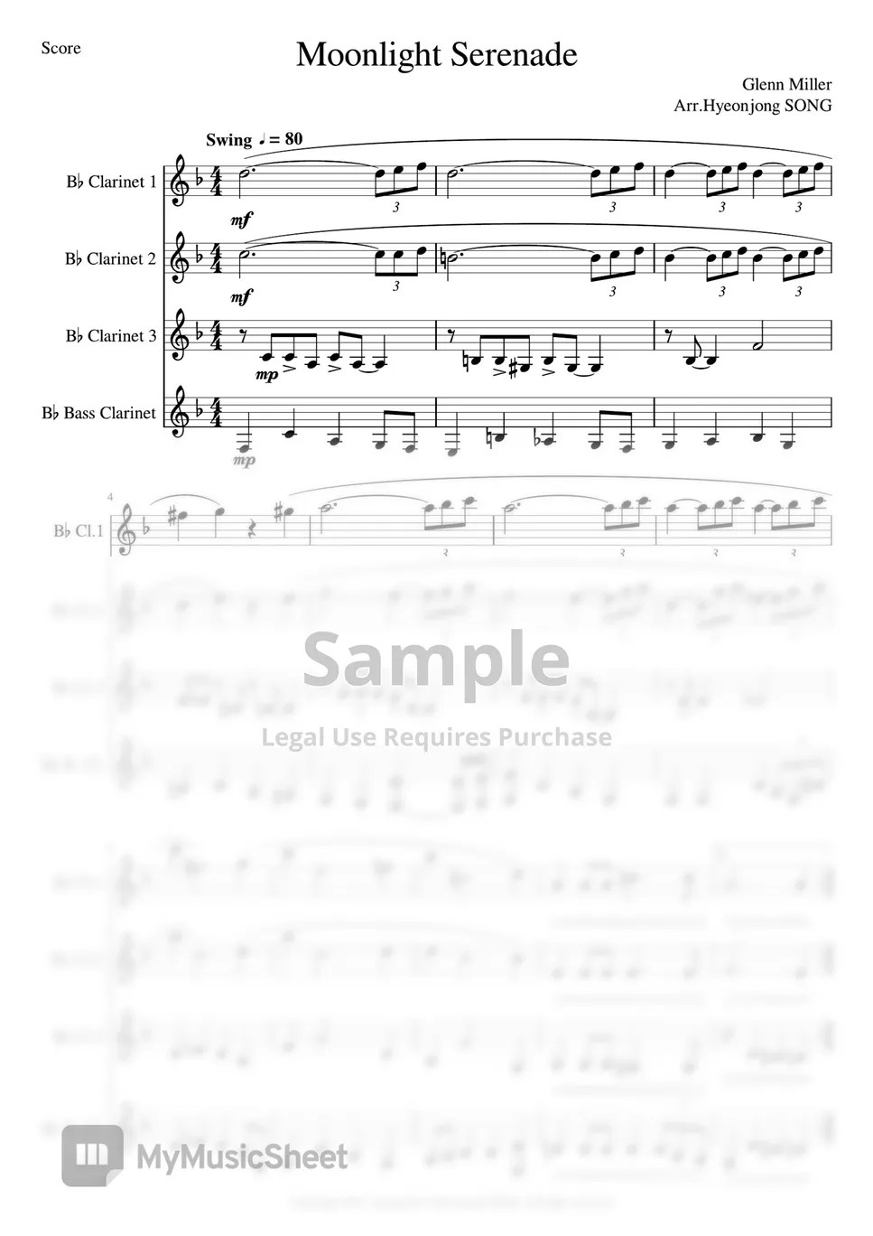 Glenn Miller Moonlight Serenade for Quartet