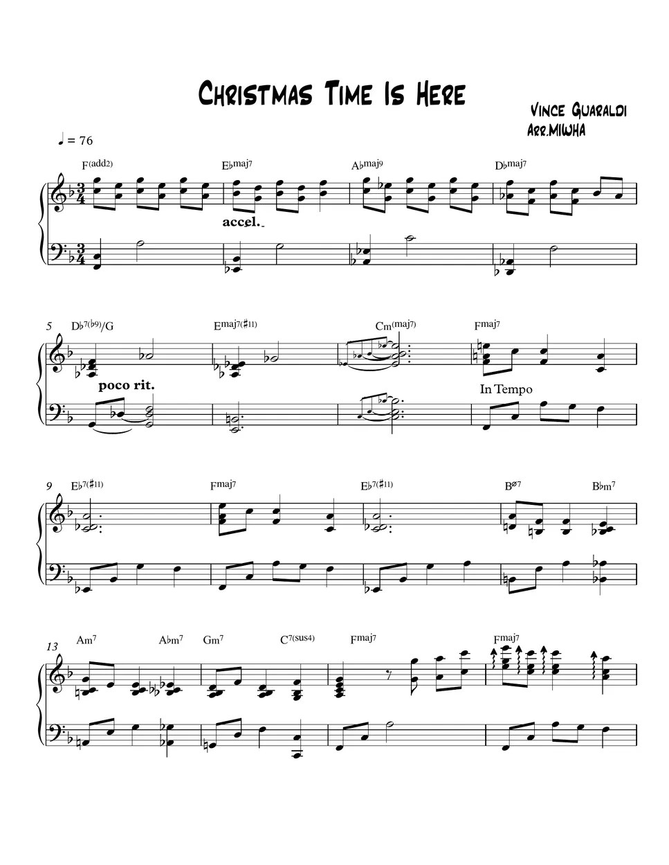 Charlie Brown Christmas Time Is Here (Jazz) แผ่น by MIWHA