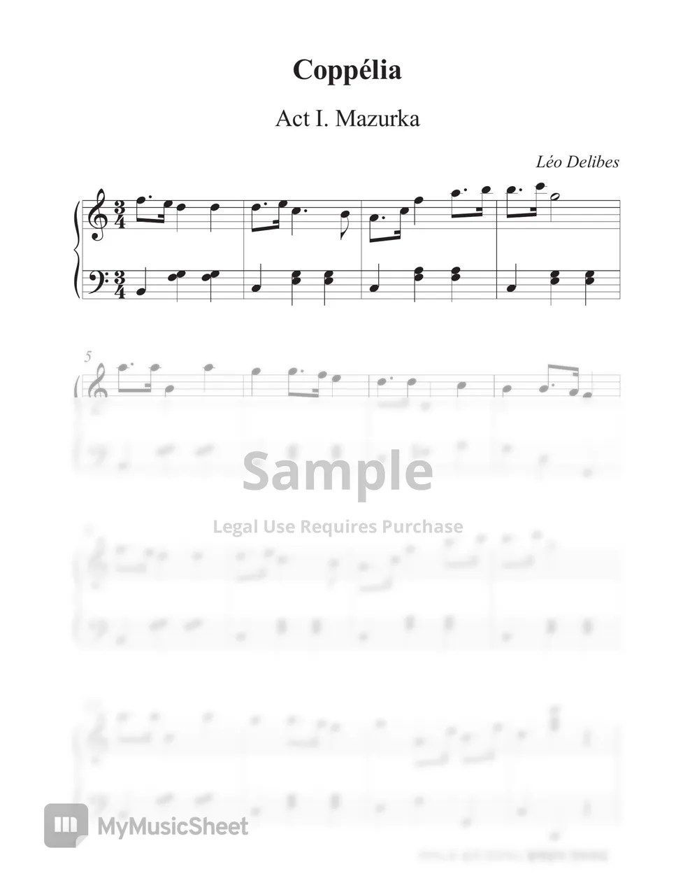 Leo Delibes 2. Coppelia Mazurka (ballet music, ballet score, ballet